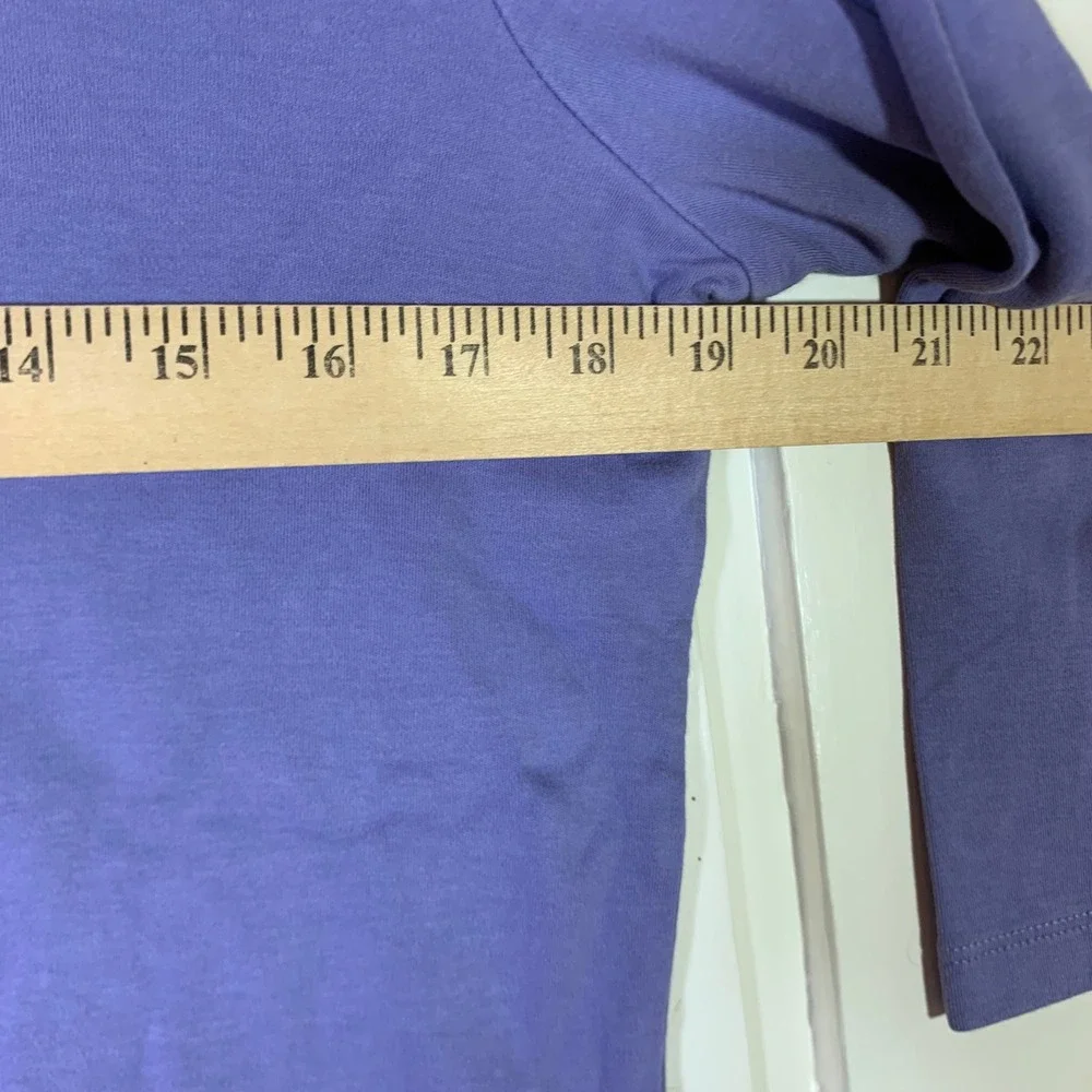 LL Bean Womens Small Purple V-Neck 3/4 Sleeve 100% Cotton Tee Shirt 244335
